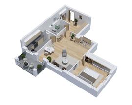 Wohnungsgrundriss 3 D visualisiert