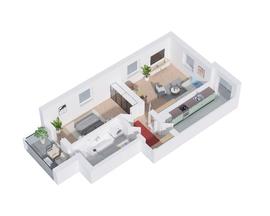 Wohnungsgrundriss 3 D visualisiert